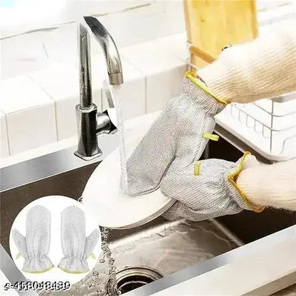 1 PAIR Wire Dishwashing Gloves